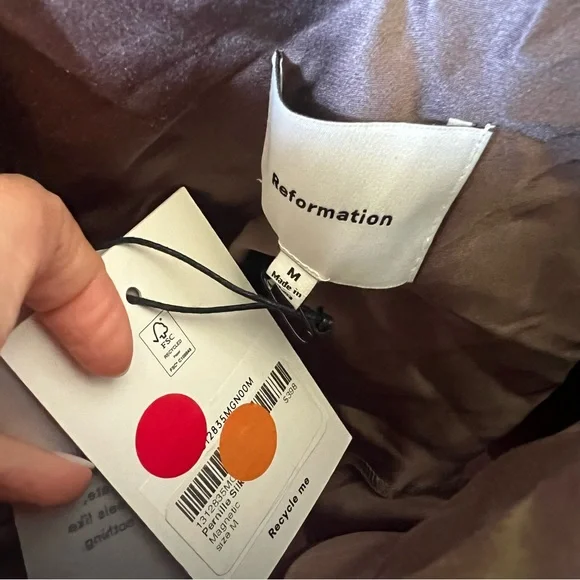 NWT Reformation Pernille Silk Maxi Dress in Magnetic Brown, Flaw - Picture 10 of 10